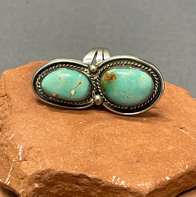 Vintage Navajo Sterling Silver and Turquoise Ring, Authentic Native American - size 6.5   (SV24)