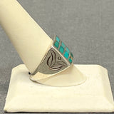 Authentic Navajo Channel Inlay Turquoise Ring, vintage - size 10  (MB7)