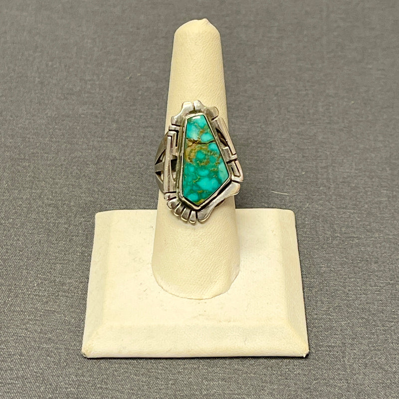 Jerry Nelson Vintage Navajo Turquoise and Sterling Silver Ring - size 7  (4/32)