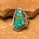 Jerry Nelson Vintage Navajo Turquoise and Sterling Silver Ring - size 7  (4/32)