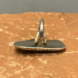 Classic Navajo Sterling Silver Ring with Genuine Turquoise and Leaf and Scroll Design, vintage - size 5.75  (PV1)