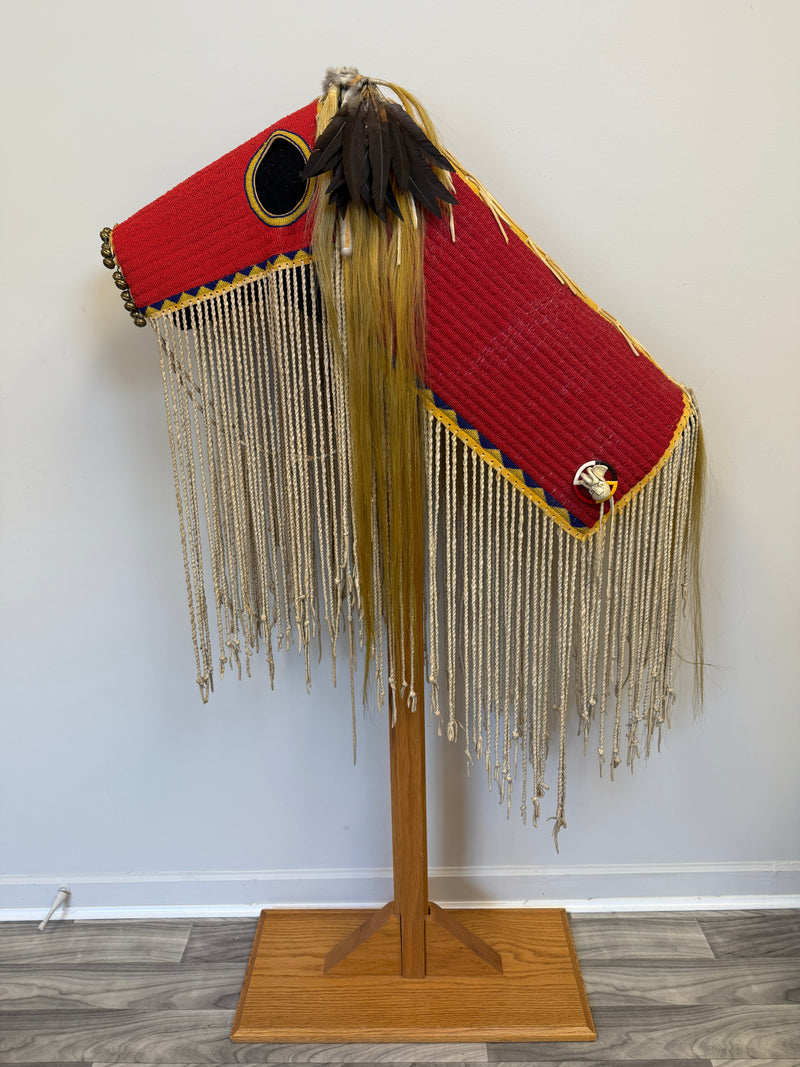 Fully Beaded Native American Horse Mask with Custom Display Stand, ca. 1980s    (GM685)