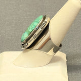 Navajo Sterling Silver and Green Turquoise Shadowbox Ring - size 8.25  (KK6)
