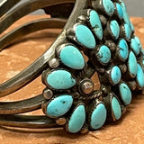 Vintage Navajo Cluster Design Bracelet with Natural Turquoise    (DC39)