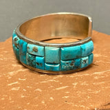 Daisy Brown Vintage Navajo Turquoise Cobblestone Sterling Silver Cuff  (KK17)