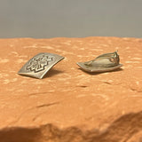 Navajo Sterling Silver Stamped Clip Earrings, vintage Native American  (TD8)