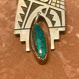 Parrot Tail Design Sterling Silver Hopi Overlay Pendant with Turquoise - intricate handmade Hopi pendant (JF163)