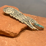 Parrot Tail Design Sterling Silver Hopi Overlay Pendant with Turquoise - intricate handmade Hopi pendant (JF163)