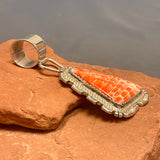 Jimmy Calabaza (Ca'Win) Authentic Santo Domingo Spiney Oyster Shell Pendant with Sterling Silver Frame, vintage   (JF275)