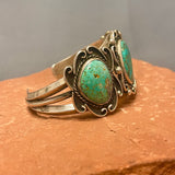 Authentic Navajo Three Stone Bracelet with Natural Turquoise, vintage   (JF23)
