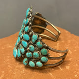 Vintage Navajo Cluster Design Bracelet with Natural Turquoise. Authentic Navajo bracelet    (JF25)
