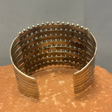 Vintage 8 ROW Zuni Petitpoint Cuff Bracelet with blue/greenTurquoise and Sterling Silver (JF124)