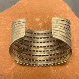 Vintage 8 ROW Zuni Petitpoint Cuff Bracelet with blue/greenTurquoise and Sterling Silver (JF124)