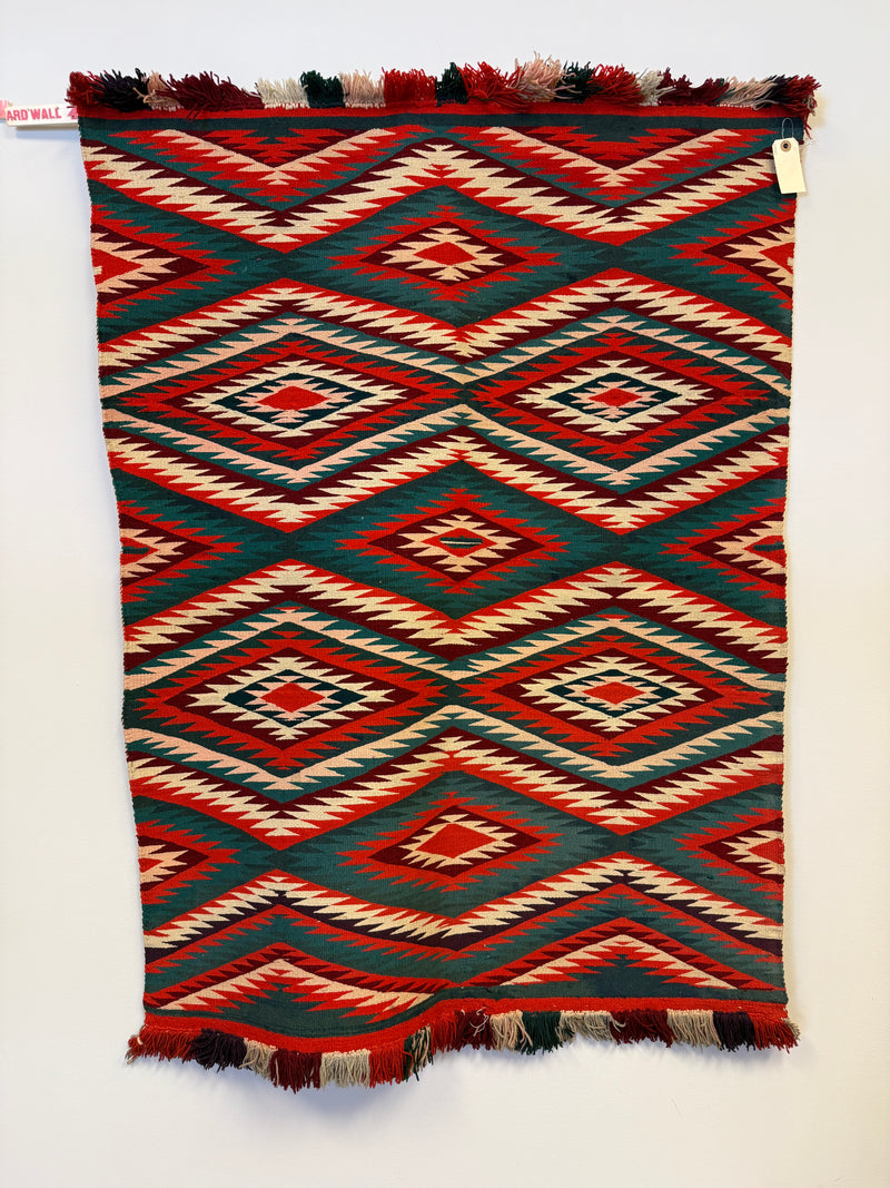 Germantown Eye Dazzler Rug / Handmade Navajo Wool Rug / Vintage Native American (GM494)