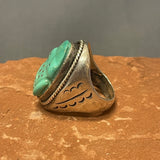 Vintage Zuni Turquoise Frog Fetish Ring, vintage Native American - size 10.5  (JF26)