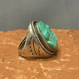 Vintage Zuni Turquoise Frog Fetish Ring, vintage Native American - size 10.5  (JF26)