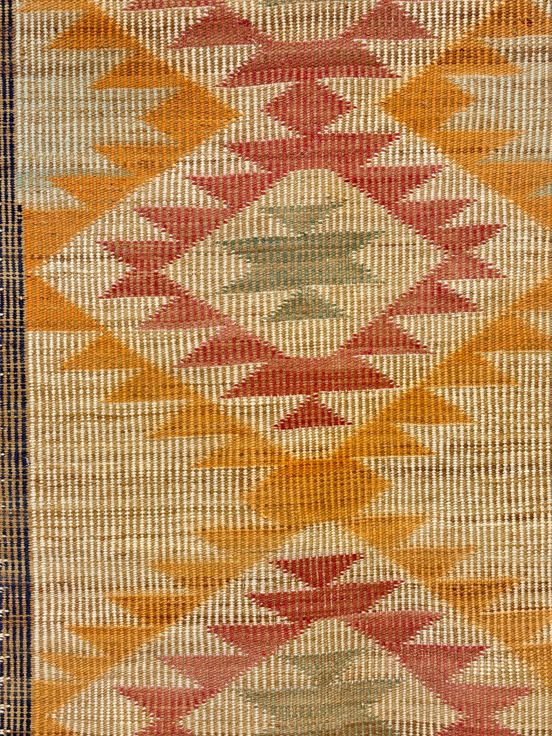 Navajo Rug Weaving in Crystal Style with Raised Outline, vintage handwoven  (GM379)