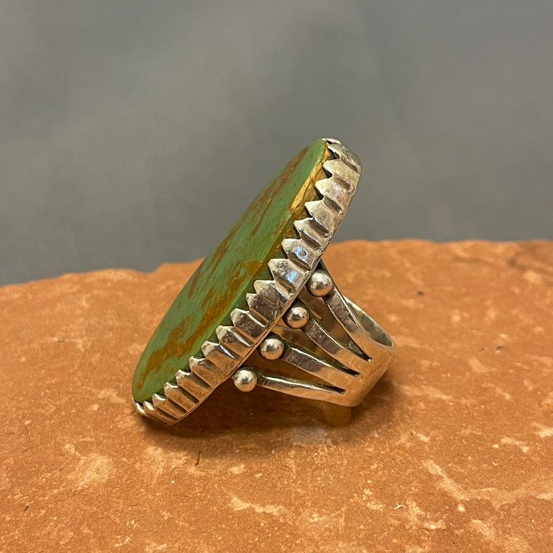 Large Navajo Green Turquoise and Sterling Silver Ring, vintage - size 10  (JF39)