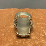 Navajo Cobblestone Inlay Sterling Silver and Turquoise Ring, Authentic Native American, vintage  - size 9.5   (JF29)
