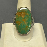 Large Navajo Green Turquoise and Sterling Silver Ring, vintage by Albert Jake - size 9.5  (JF146)