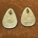 Tommy Jackson, Navajo Stamped Shadowbox post Earrings with Turquoise, vintage   (JF246)