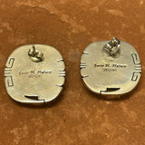 Jerry N. Platero, Navajo Authentic Sterling Silver and Turquoise Channel Inlay Earrings  (JF244)