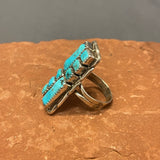 Alvina Quam, Zuni Necklace and Ring Set with Turquoise Stones in Sterling Silver, vintage  (JF152)