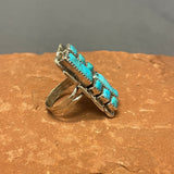 Alvina Quam, Zuni Necklace and Ring Set with Turquoise Stones in Sterling Silver, vintage  (JF152)