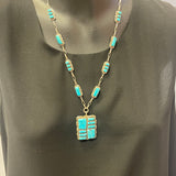 Alvina Quam, Zuni Necklace and Ring Set with Turquoise Stones in Sterling Silver, vintage  (JF152)