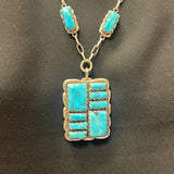 Alvina Quam, Zuni Necklace and Ring Set with Turquoise Stones in Sterling Silver, vintage  (JF152)