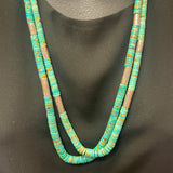 Authentic Santo Domingo Turquoise Beaded Necklace with Stamped Sterling Silver Beads   (JF202)