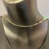 Authentic Santo Domingo Turquoise Beaded Necklace with Stamped Sterling Silver Beads   (JF202)