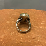 Large Navajo Green Turquoise and Sterling Silver Ring, vintage by Albert Jake - size 9.5  (JF146)