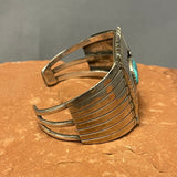 Genuine Navajo Sterling Silver Shadowbox Cuff with Turquoise Stone, vintage  (JF24)