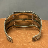 Genuine Navajo Sterling Silver Shadowbox Cuff with Turquoise Stone, vintage  (JF24)