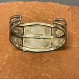 Genuine Navajo Sterling Silver Shadowbox Cuff with Turquoise Stone, vintage  (JF24)