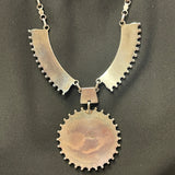 Classic Zuni Needlepoint Design Necklace, Sterling Silver with Turquoise, vintage  (JF215)