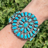 Vintage Navajo Cluster Design Bracelet with Natural Turquoise. Authentic Navajo bracelet    (JF25)