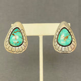 Tommy Jackson, Navajo Stamped Shadowbox post Earrings with Turquoise, vintage   (JF246)