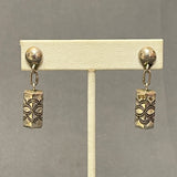 Sterling Silver Stamped Bead Dangle Earrings, Navajo, Genuine Native American Jewelry   (JF248)