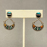 Taft Weebothee, Zuni Inlay Multicolored Post Dangle Earrings  (JF241)