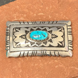 Tommy Singer Vintage Navajo Sterling Silver Overlay and Turquoise Belt Buckle, authentic Native American   (JF130)