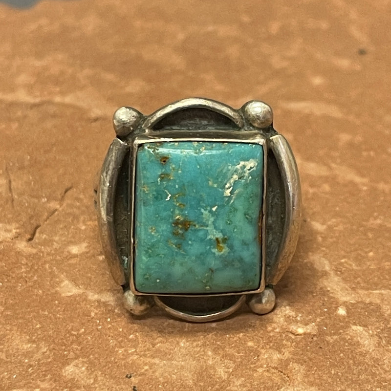 Vintage Navajo Sterling Silver and Turquoise Ring by Martha Willeto - size 8.5   (JF149)