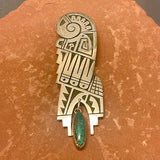 Parrot Tail Design Sterling Silver Hopi Overlay Pendant with Turquoise - intricate handmade Hopi pendant (JF163)