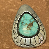 Tommy Jackson, Navajo Stamped Shadowbox post Earrings with Turquoise, vintage   (JF246)