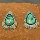 Tommy Jackson, Navajo Stamped Shadowbox post Earrings with Turquoise, vintage   (JF246)