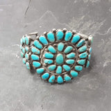 Vintage Navajo Cluster Design Bracelet with Natural Turquoise. Authentic Navajo bracelet    (JF25)