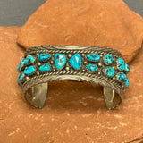 WJ Musket Vintage Navajo Sterling Silver Cuff with Turquoise Nuggets   (JF270)