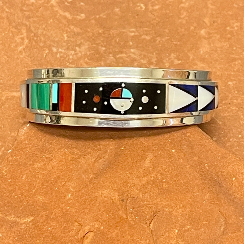 Harold Smith, Navajo Multi-Stone Inlay Bracelet with Celestial Design, vintage (JF282)