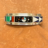 Harold Smith, Navajo Multi-Stone Inlay Bracelet with Celestial Design, vintage (JF282)
